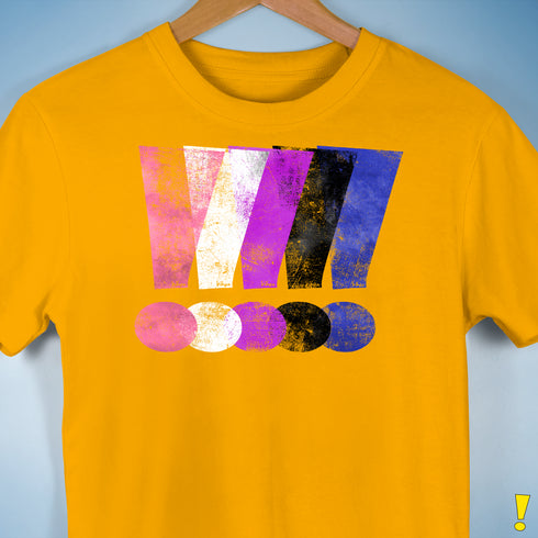 Genderfluid Pride Grunge Exclamation Points Premium Unisex T-Shirt - Gold